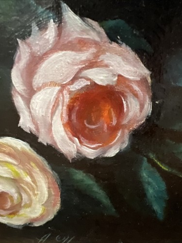 Vtg Original Art Floral and Vase Oil On Canvas Framed 34” x 24” 1995 Signed - Picture 10 of 22