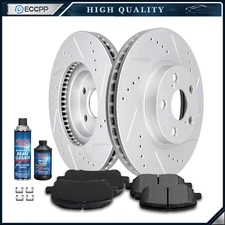 Front Brake Rotor And Pads For Toyota for Corolla 2003-2008 Drilled Slotted