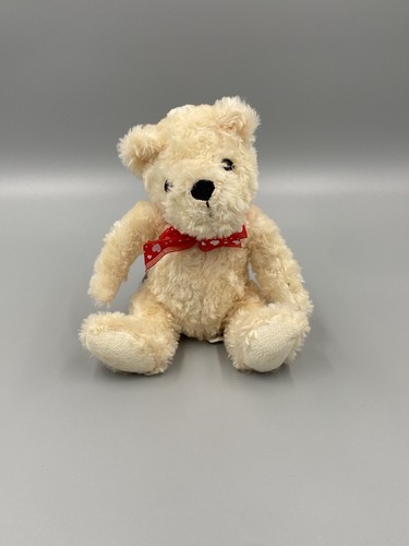 Walmart 8” Beige Colored Teddy Bear Plush W/ Red Bow With White Hearts - Picture 4 of 8
