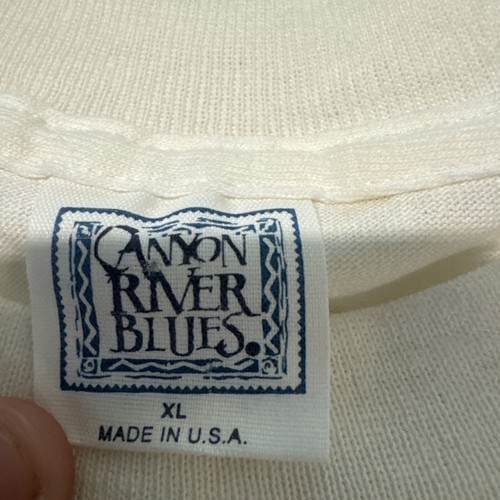 Vintage 90s Canyon River Blues Jeans Promo White Navy Box Logo T-Shirt XL - Picture 4 of 5