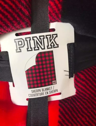 VICTORIA'S SECRET PINK RED & BLACK PLAID HOLIDAY SOFT COZY SHERPA THROW BLANKET - Picture 3 of 4