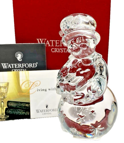 Waterford Lead Crystal Snowman Woman Sculpture Figurine - Picture 2 of 12