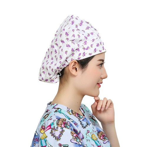 Bouffant Scrub Cap with Sweatband Ponytail Hats One Size Head Cover Floral Print - Picture 188 of 274