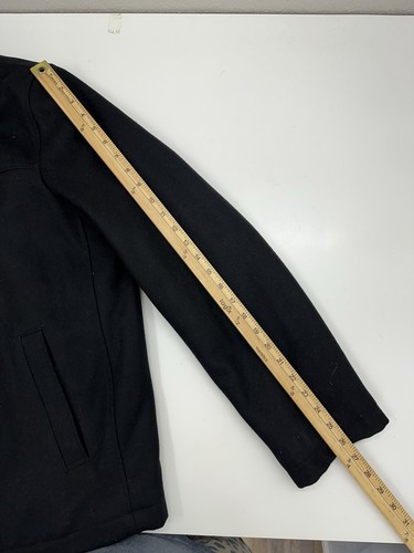 Dockers Mens Peacoat Size XL Black Double Zip Up Faux Mock Neck Wool Blend - Picture 12 of 14