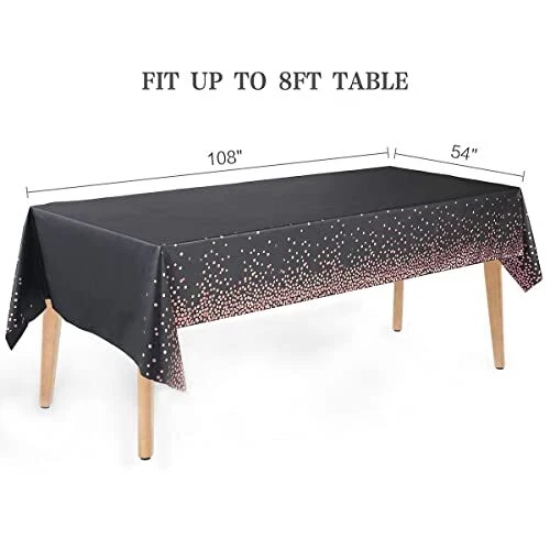 2 Packaging Black and Rose Gold Plastic Tablecloth, Pack of 2 Black Rose Gold - Image 2 of 4