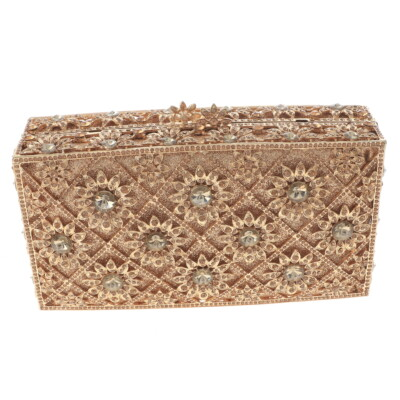 #ad Gold Tone Metal Crystal Rhinestone Clutch Evening Bag HB6226 BRW