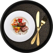 4 Pack 12 Inch Plastic Serving Tray, round Non-Slip Restaurant Serving Trays ...