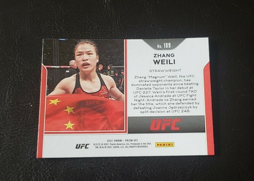 Tarjeta base Panini UFC Prizm Zhang Welil 2021 #189 edición debut - Imagen 2 de 2