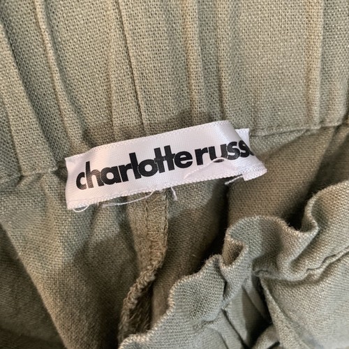 Charolette Russe XL Paperbag High Waisted Shorts Olive Green Belted Cottage - Picture 9 of 12