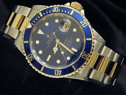 Rolex Submariner Date 2tone 18k Gelbgold Edelstahl Blau Sub SEL 16613 - Bild 1 von 4