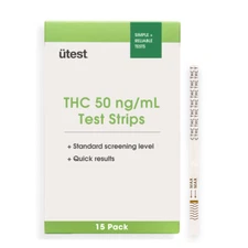 Utest THC 50 ng/mL (15 Pack) Strips: At-Home Marijuana Cannabis Drug Test Kit