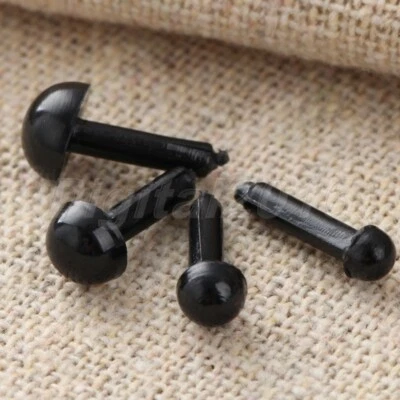 100 Piezas Plástico Seguridad Ojos Negros Para Oso de Peluche Muñeca Animal Juguete Fabricación 4 Tamaños