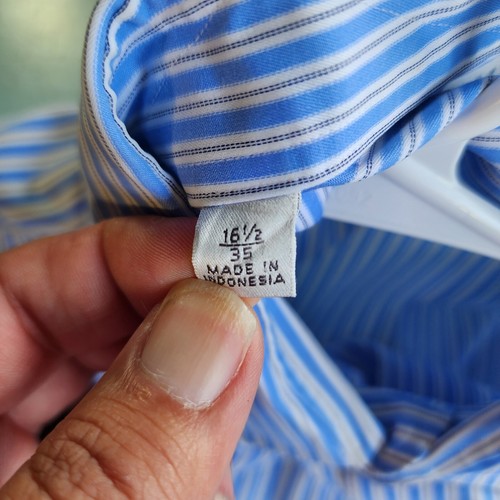 Ike Behar Men's Blue & White Striped Luxury Cotton Dress Shirt 16.5 x 35 - Picture 4 of 7