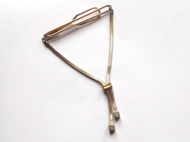 Vintage 1960's signed Swank pale gold tone bolero tie style tie clip clasp Bar Vintage 1960's signed Swank pale gold tone bolero tie style tie clip clasp Bar