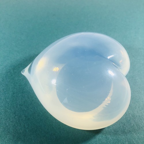 Hand-Blown Art Glass Clear Opalescent Heart Paperweight (BC2) - Picture 6 of 8