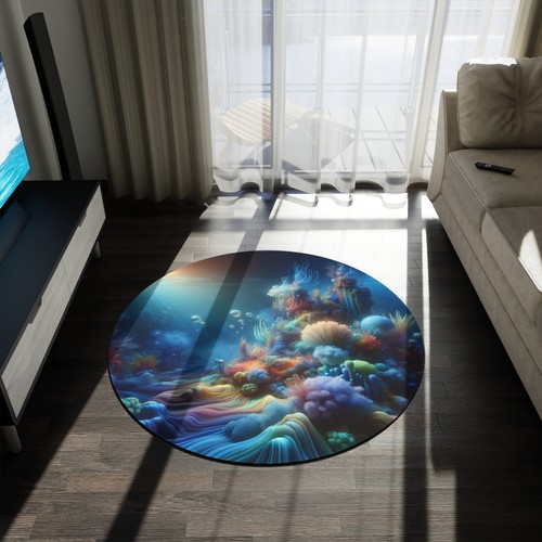 Oceanic Dream runder Teppich, Boho Wohndeko, weicher Vorleger, Coastal Vibes Living - Bild 4 von 5