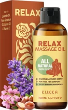 KUKKA Relax Massage Oil 200 ml Spa-Quality Lavender, Jojoba, Rose Geranium