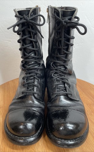 Vintage Corcoran Springerstiefel schwarz Leder seitlicher Reißverschluss Messing Serval Herren 6 1/2 E - Bild 5 von 21
