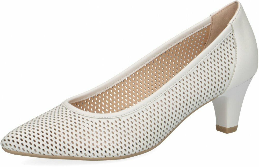 Caprice Damen Pumps Weiß Schuhe Leder 22510-102 Caprice Damen Pumps Weiß Schuhe Leder 22510-102