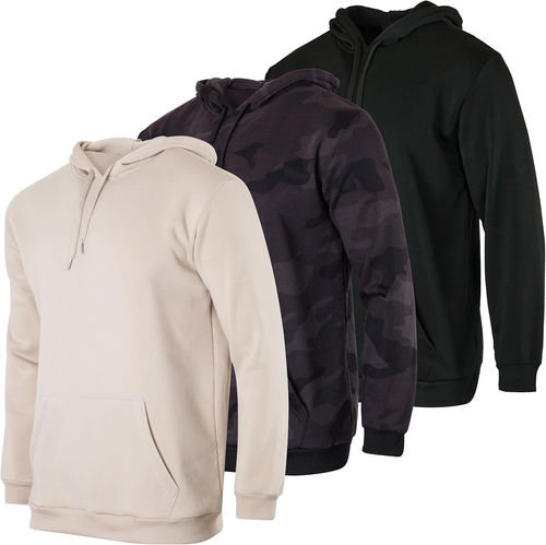 3 Pack: Men'S Fleece Pullover Hoodie - Long Sleeve Hooded Sweatshirt Pockets (Av - Picture 6 of 12