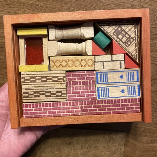 Juego de bloques de construcción de madera vintage para casa y hogar 18 piezas hechos en Alemania Occidental B8 - Imagen 2 de 12