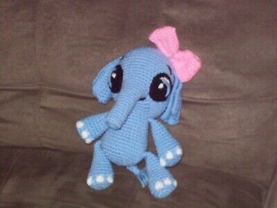 Adorable 10 in blue Elephant animal toy doll handmade nursery