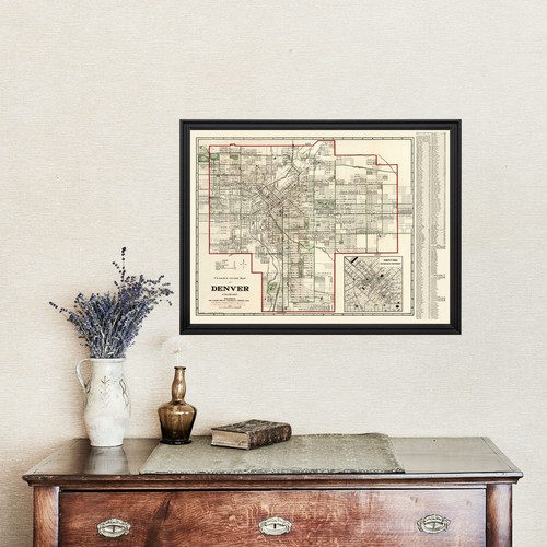 Old Map of Denver, CO 1920 - Vintage Denver Colorado Art - Picture 4 of 29