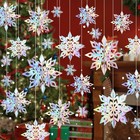 24PCS Snowflake Christmas Decorations, 3D Large Iridescent Paper Snowflakes G...