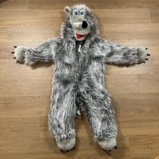 Vintage Chrisha Playful Plush Wolf Costume Toddler 2 4 Years Gray Faux Fur
