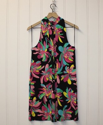 Trina Turk womens Short Halter Mini Dress Hana Hou Floral Jersey $168 Size M