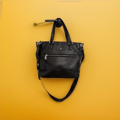 DKNY Gregorio Black Pebbled Leather Tote Bag w/ Removable Crossbody Strap   Used