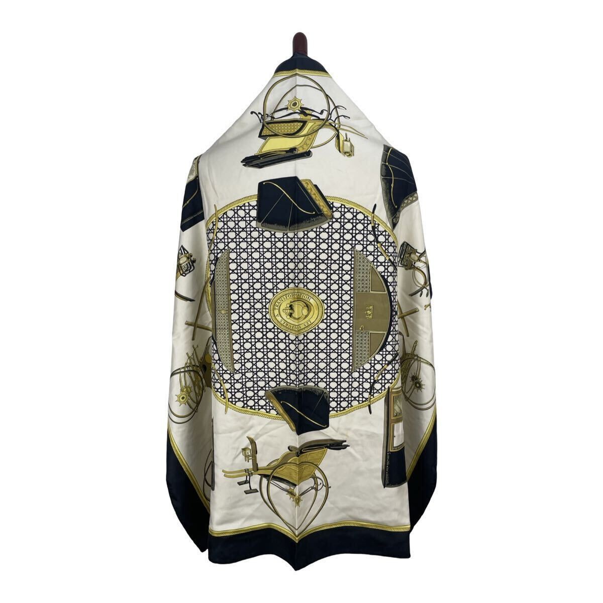 HERMES Silk Scarf Stole Muffler with All-Over Pattern Accessory