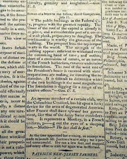 BUILDING WASHINGTON D.C. White House & The Capitol Construction 1798 Newspaper