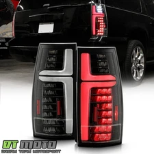 For 2007-2013 Chevy Suburban Tahoe Yukon Black Full LED TaiL Lights Brake Lamps