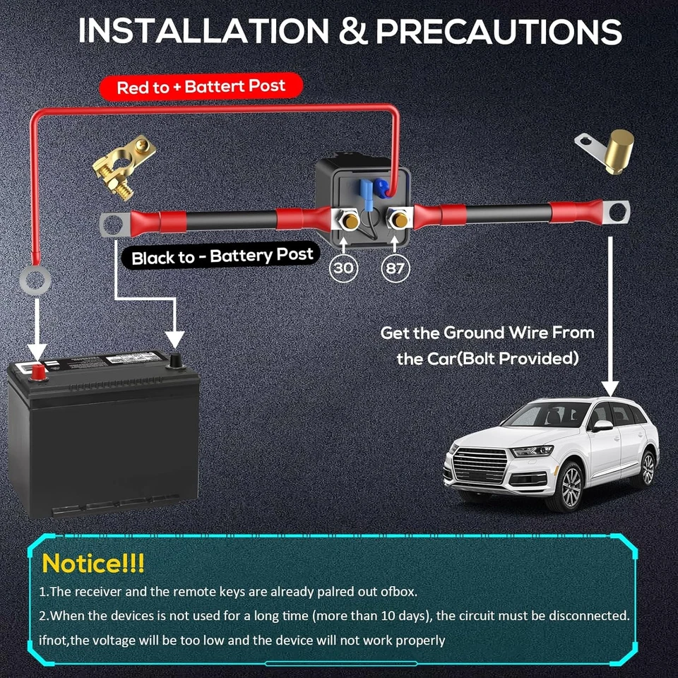 Interruptor de desconexión de batería remoto de poste superior 12V, 250A batería negativa corte Swi Foto 4 de 4