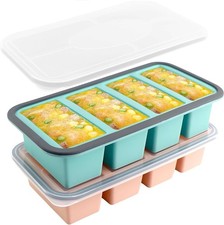Silicone Freezer Trays with Lid,2-Pack 1 Cup Silicone Freezer Molds Stackable So