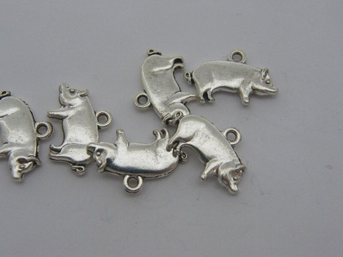 GROSSPACKUNG 50 Schwein Charms Antik Silberfarben A105 - Bild 3 von 5