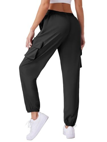 Womens Cargo Pants Lightweight Quick Dry Waterproof Hiking Pants Large Black - Picture 2 of 6