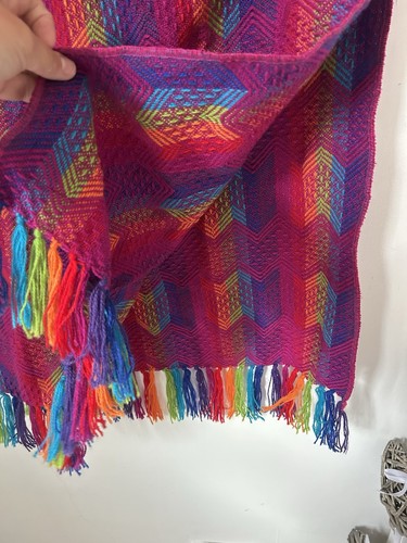 FIGUEROA ALPACA Made in Peru Zig Zag Alpaca Wool Vintage Scarf Wrap Colorful - Picture 5 of 7