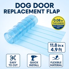 Dog Door Replacement Flap Clear Vinyl Strips Pet House Kennel Cover DIY 11.8x4.9