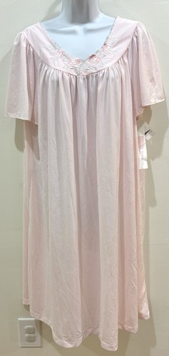 Shadowline Plus Petals Pink Short Sleeve Night Gown 36280X & Robe 77280X Sz 1X - Picture 7 of 24