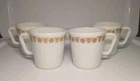 Vintage 70s Corelle Pyrex Butterfly Gold White Coffee Mugs Cup D Handle Set Of 4