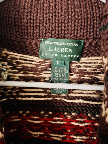 Ralph Lauren Exclusive Hand Knit Vintage Southwestern Open Cardigan Wool Sz M - Picture 3 of 23