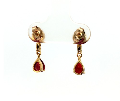 Ruby & Diamond Earrings In 18k Yellow Gold - Picture 5 of 6