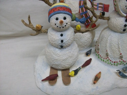 Muñeco de nieve Lenox 2000 "Birds Of A Feather" 6" de alto con familia y varios amigos pájaros - Imagen 2 de 8