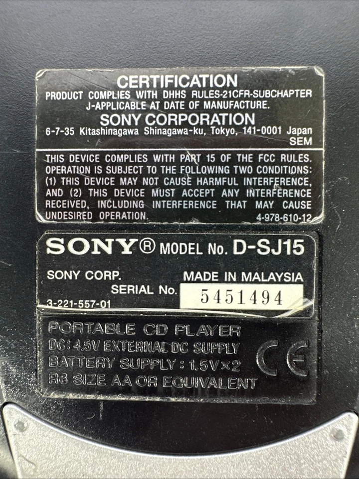 Reproductor de CD portátil Sony Sports D-SJ15 CD Walkman protección G probado ¡funciona!!! Foto 3 de 4