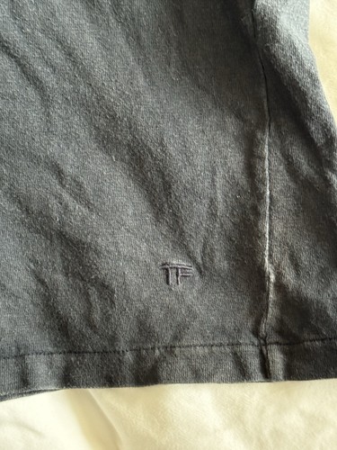 Camiseta Original Tom Ford Algodón Cuello en V 50 M Lavada Azul Marino Hecha en Italia - Imagen 2 de 12