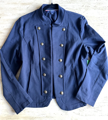 NWT Tommy Hilfiger Military Band Style Jacket Open Front Buttons Blue Size L - Picture 3 of 13