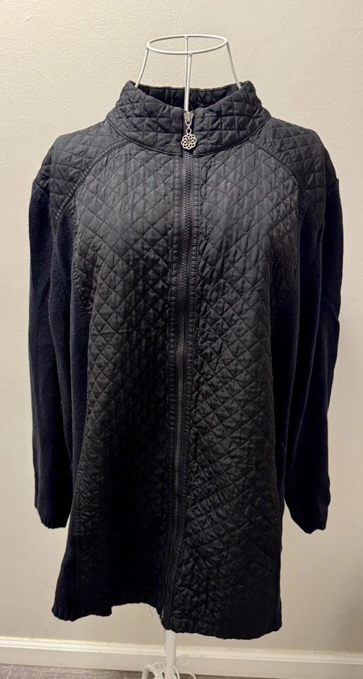 Chaqueta acolchada negra vintage Catherines con cremallera y bolsillos. Damas 3XL Foto 4 de 4