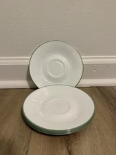 Corning Ware Corelle Set of 4 Saucers White with Green Edges Mint 6.25"